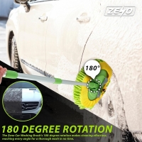 Perie spalare auto, cu 2 lavete din microfibra, maner extensibil din aluminiu, 53-97 cm, verde, Vivo CB210